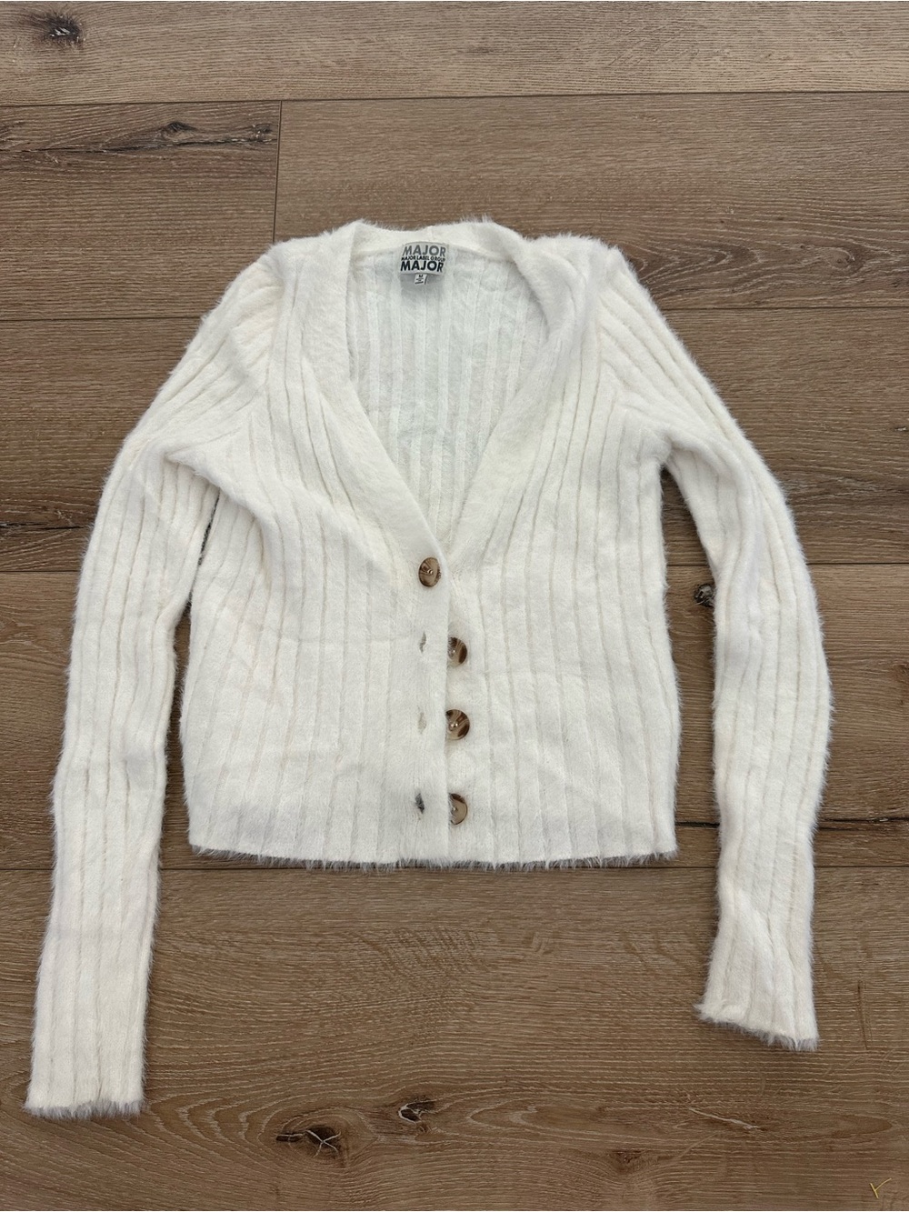 Cardigan Sweater Medium Cozy Soft Girl Coquette Vanilla